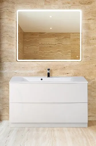 Тумба-умывальник подвесная BelBagno MARINO 100 Bianco Lucido MARINO-1000-2C-PIA-BL-P+BB1000/445-LV-MR-PR