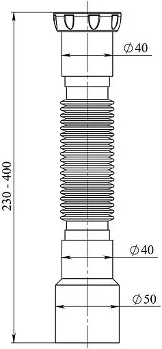 Слив гофрированный Unicorn 1½x40/50мм L=230-400мм D45