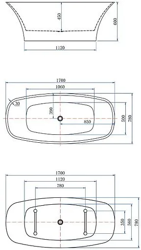 Ванна акриловая отдельностоящая Aquanet Family Smart 170x78 Matt Finish белый матовый/панель Black matte 88778-MW-MB