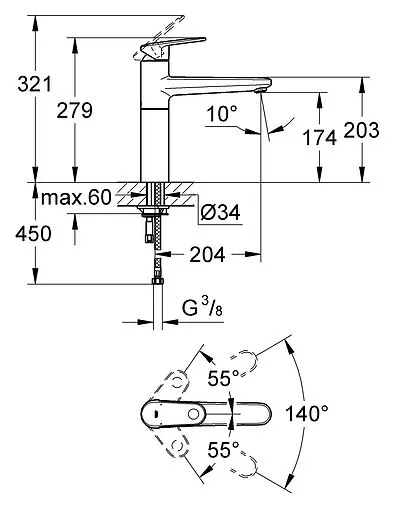 Смеситель для кухни Grohe Europlus II хром 33930002