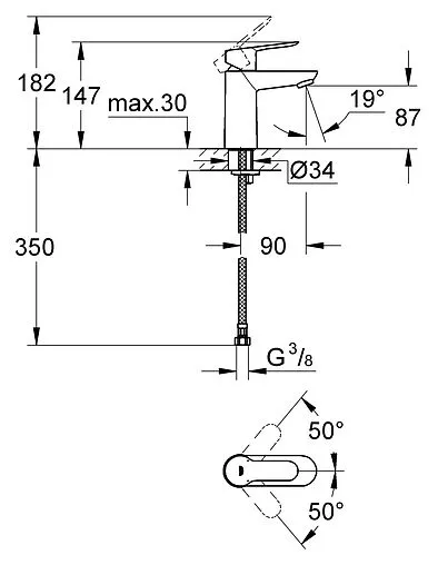 Смеситель для раковины Grohe BauEdge хром 23330000