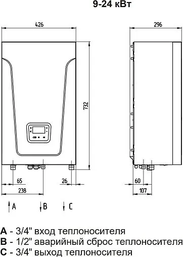 Котел электрический одноконтурный 14кВт Baxi Ampera Pro 14 E8403314--