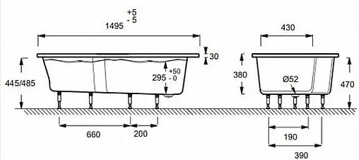 Ванна акриловая Jacob Delafon Bain-Douche NEO 150x80 R E6D119R-00