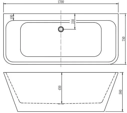 Ванна акриловая отдельностоящая Aquanet Family Perfect 170x75 Gloss Finish белый/панель Black matte 13775-GW-MB