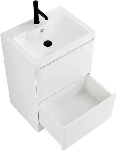 Тумба-умывальник подвесная BelBagno ALBANO 60 Bianco Lucido ALBANO-600-2C-PIA-BL+BB600/455-LV-MR-ALR