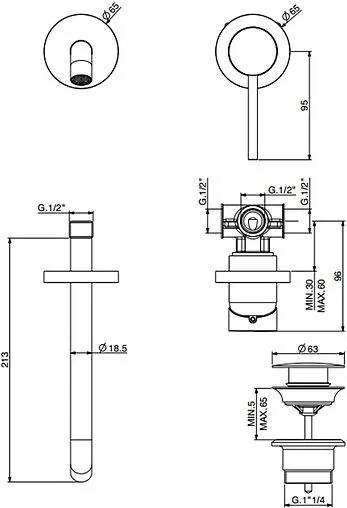 Смеситель для раковины из стены Gattoni Circle Two белый матовый 9137/91BO