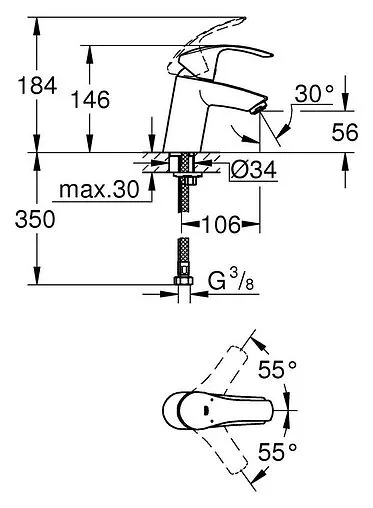 Смеситель для раковины Grohe Eurosmart New хром 32467002