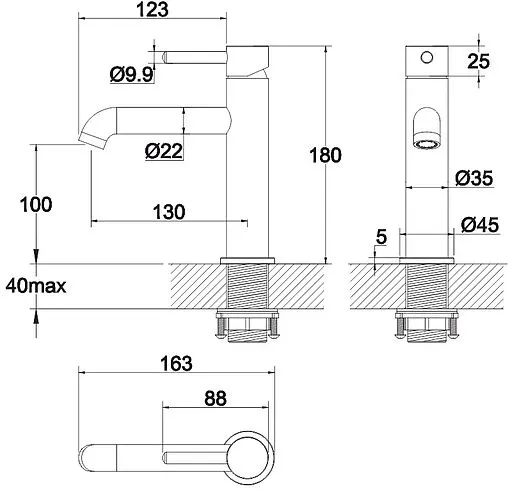 Смеситель для раковины WHITECROSS Y black чёрный матовый Y1211BL