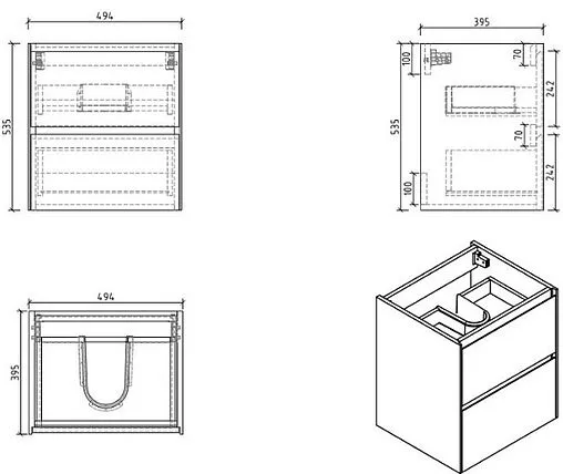 Тумба-умывальник подвесная BelBagno PIETRA MINI 50 Bianco Lucido PIETRA MINI-500-2C-SO-BL+BB-500-PM-LVB