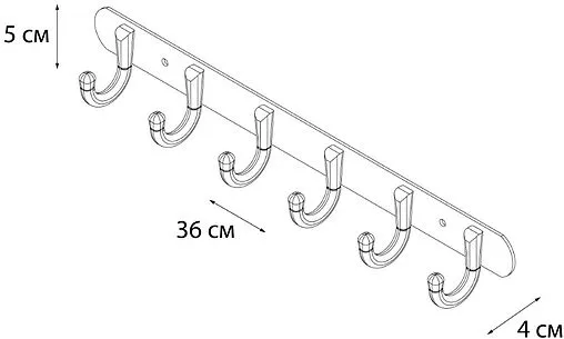 Планка с 6-ю крючками Fixsen Equipment хром FX-1716