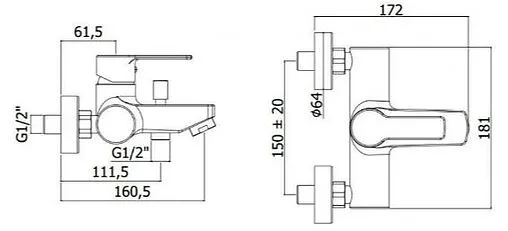 Комплект для ванны 3 в 1 Paffoni Red хром 00255121