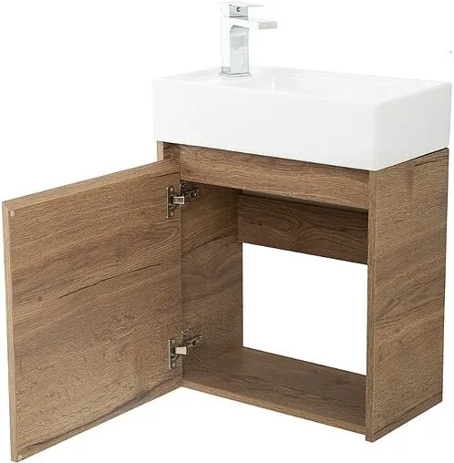 Тумба-умывальник подвесная BelBagno KRAFT MINI 50 L Rovere Tabacco KRAFT MINI-500/260-1A-SO-RT-L+7045-KL