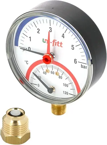 Термоманометр радиальный Uni-Fitt 80мм 6 бар 120°С ½&quot; 311P2442