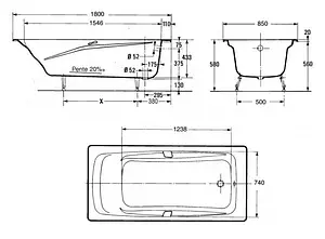Ванна чугунная Jacob Delafon Repos 180x85 E2903-00 Ванна чугунная Jacob Delafon Repos 180x85 E2903-00, 5