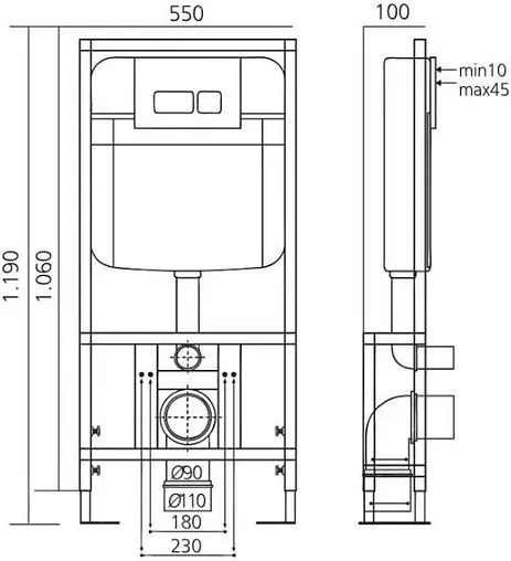 Комплект 6 в 1 Toni Arti Baglio TA-01+TA-BO4936+TA-0040 с кнопкой Noche TA-0040 хром матовый