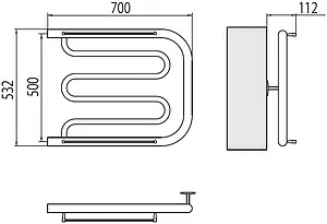 Полотенцесушитель водяной Terminus Фокстрот 1" БШ 500х700 полированная сталь 4620768881077 Полотенцесушитель водяной Terminus Фокстрот 1" БШ 500х700 полированная сталь 4620768881077, 2