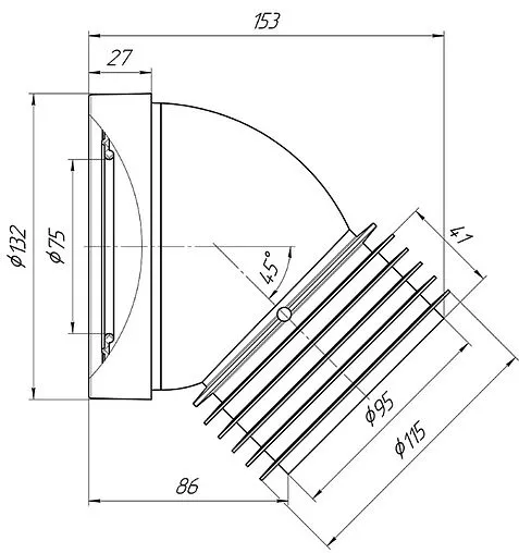 Патрубок для унитаза Ани Пласт 45° W4228