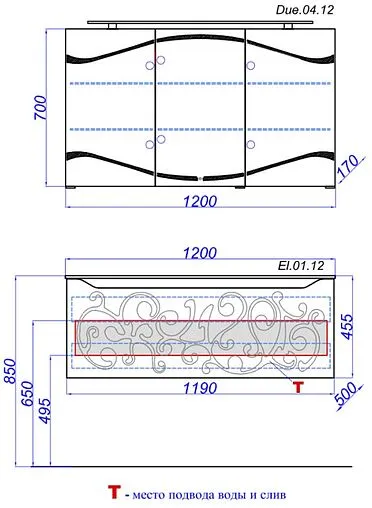 Тумба под умывальник подвесная Clarberg Elegance Т12м/GL белый/золото EL0112GL