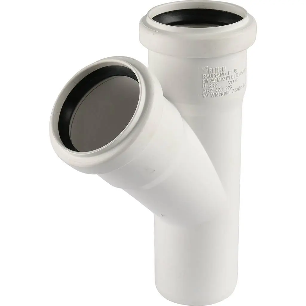 Тройник внутренний бесшумный D=50x50мм Угол 45° Rehau Raupiano Plus 11212341001 Тройник внутренний бесшумный D=50x50мм Угол 45° Rehau Raupiano Plus 11212341001, 5