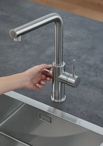 Смеситель для кухни с фильтром и встроенным нагревом воды Grohe Red II Duo суперсталь 30327DC1