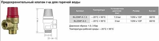 Клапан предохранительный ½&quot; 3 бар TIM BL22MF-K-3