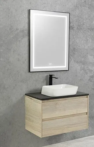 Зеркало с подсветкой BelBagno KRAFT 68.5x88.5 NERO с подогревом чёрный SPC-KRAFT-685-885-TCH-WARM-NERO