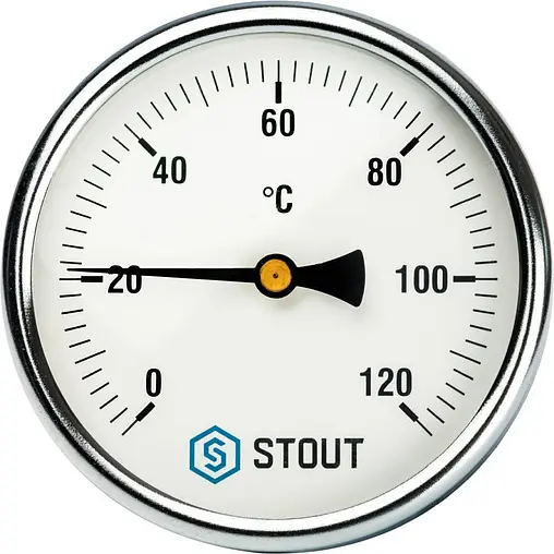 Термометр биметаллический Stout 100мм 120°С гильза 75мм ½&quot; SIM-0001-107515