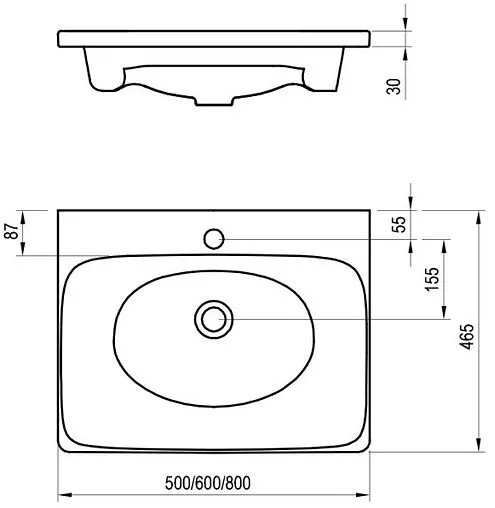 Раковина Ravak Balance 80 белый XJX01280000