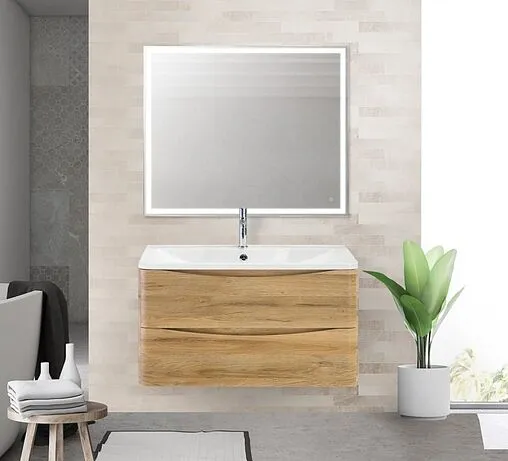 Тумба-умывальник подвесная BelBagno ACQUA 90 Rovere Rustico ACQUA-900-2C-SO-RR+BB900/455-LV-MR-ALR