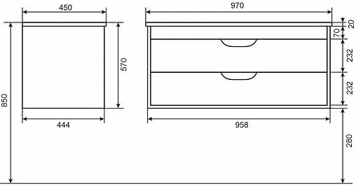 Тумба-умывальник подвесная Uperwood UPD Modul 95 чёрный матовый 393020553