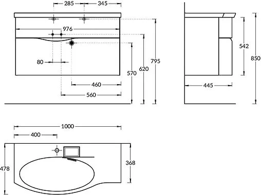 Раковина Kerama Marazzi Riva 100 L белый RV.wb.100Lh