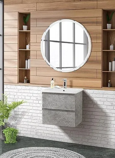 Тумба-умывальник подвесная BelBagno ALBANO 70 Cemento Verona Grigio ALBANO-700-2C-SO-CVG+BB700/455-LV-MR-ALR