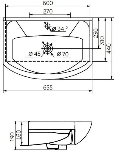 Раковина Kirovit Элеганс 65 белый 4620008192475