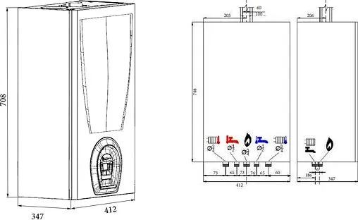 Настенный газовый котел двухконтурный турбированный 32кВт Federica Bugatti VARME 32 G32F1