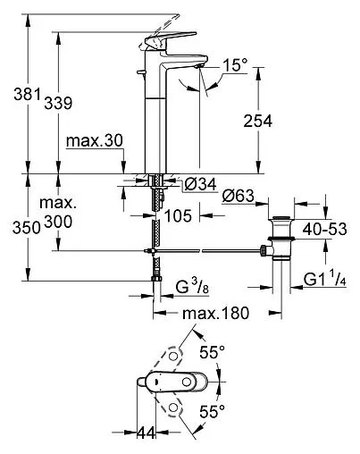 Смеситель для раковины Grohe Europlus II хром 32618002