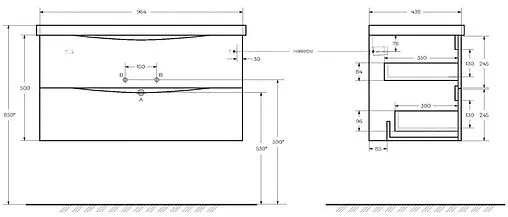 Тумба-умывальник подвесная BelBagno MARINO-CER 100 Bordo Lucido MARINO-CER-1000-2C-SO-BRDL-P+BB-0324-100-LVB