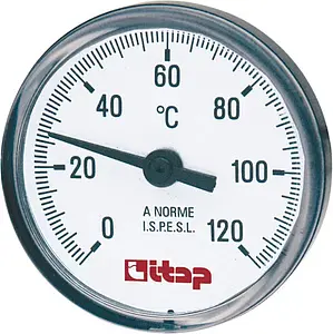 Термометр биметаллический Itap 80мм 120°С гильза 100мм ½" 493B01280P Термометр биметаллический Itap 80мм 120°С гильза 100мм ½" 493B01280P, 1