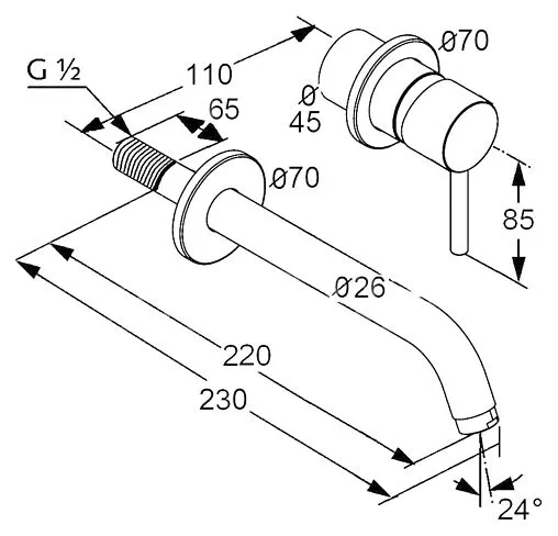 Смеситель для раковины из стены Kludi Bozz хром 382450576