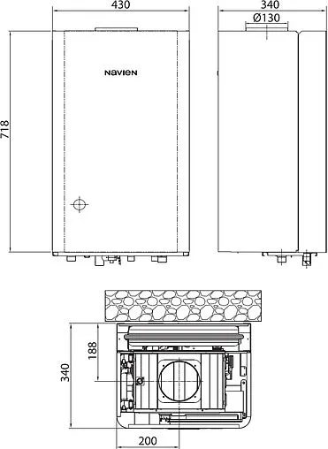 Настенный газовый котел двухконтурный 16кВт Navien ATMO 16AN PATM0016LS001