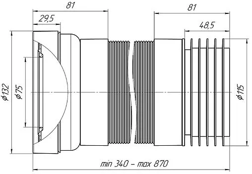 Гофра для унитаза Ани Пласт 340-870мм K728R