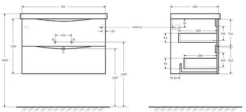 Тумба-умывальник подвесная BelBagno MARINO-CER 80 Nero Lucido MARINO-CER-800-2C-SO-NL-P+BB-0322-80-LVB