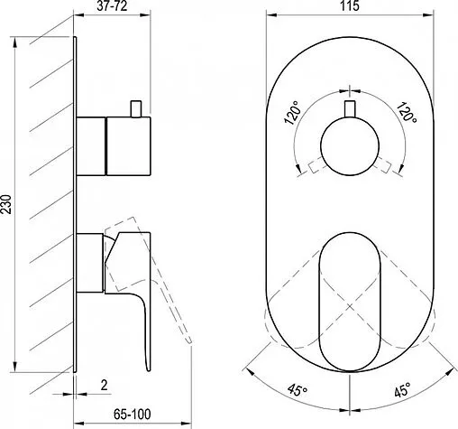 Смеситель для душа скрытого монтажа Ravak Eleganta графит X070334