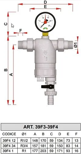 Фильтр тонкой очистки воды ½&quot;н x ½&quot;н Far FA 39F4 12100