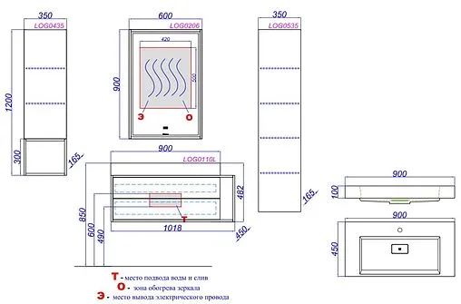 Тумба под умывальник подвесная Clarberg Logic T10/L белый LOG0110L