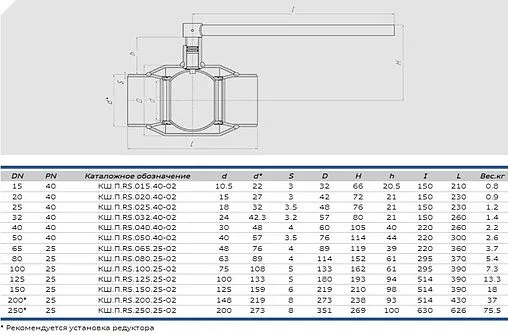 Кран шаровый под приварку Ду32 Ру40 Also КШ.П.RS.032.40-02