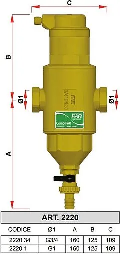 Фильтр-дешламатор с деаэратором ¾&quot;в х ¾&quot;в Far Combifar FA 2220 34