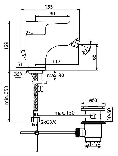 Смеситель для биде Ideal Standard Ceraplan III хром B0713AA