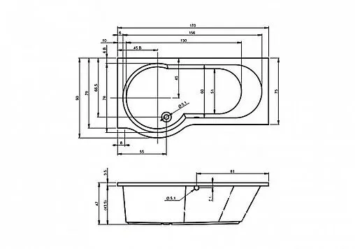 Ванна акриловая Riho DORADO 170x90 R BA8000500000000