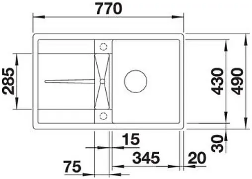 Мойка кухонная Blanco Metra 45 S-F 77 алюметаллик 519082