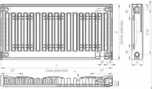 Радиатор стальной панельный Лидея Универсал ЛУ 11 тип 11 500 x 500 мм ЛУ 11-505